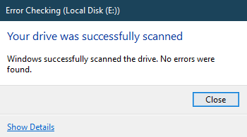 Drive successfully scanned