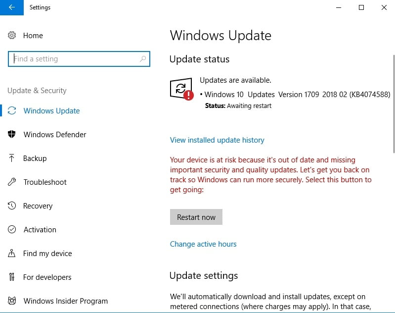 Check Windows Update for available updates. Let them come through.