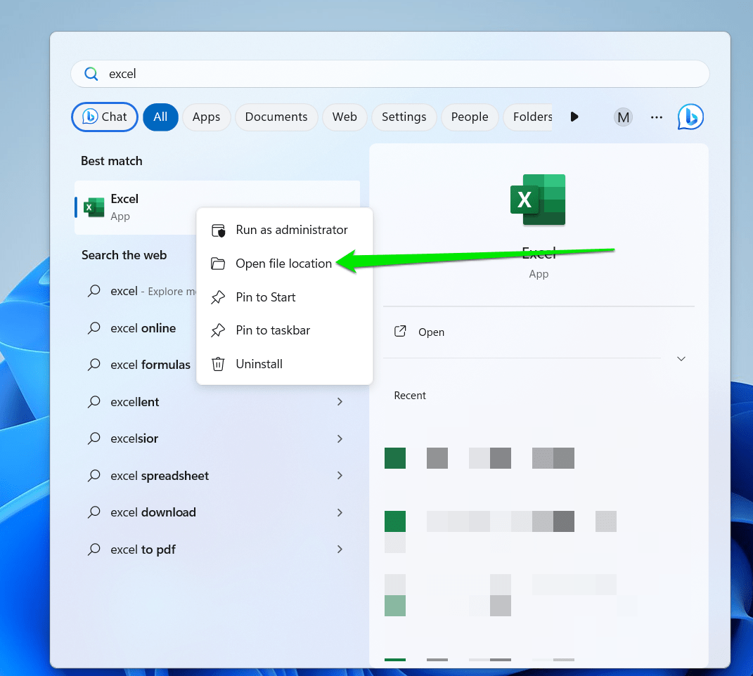 Open File Location Excel