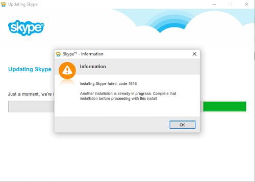Skype Installation Error 1618