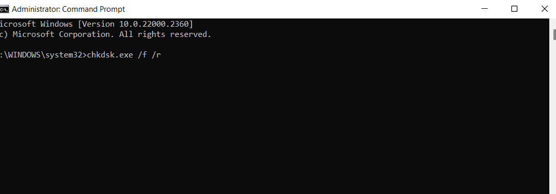 Command Prompt chkdsk