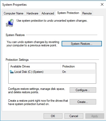 Use System Restore to configure your system to an earlier state