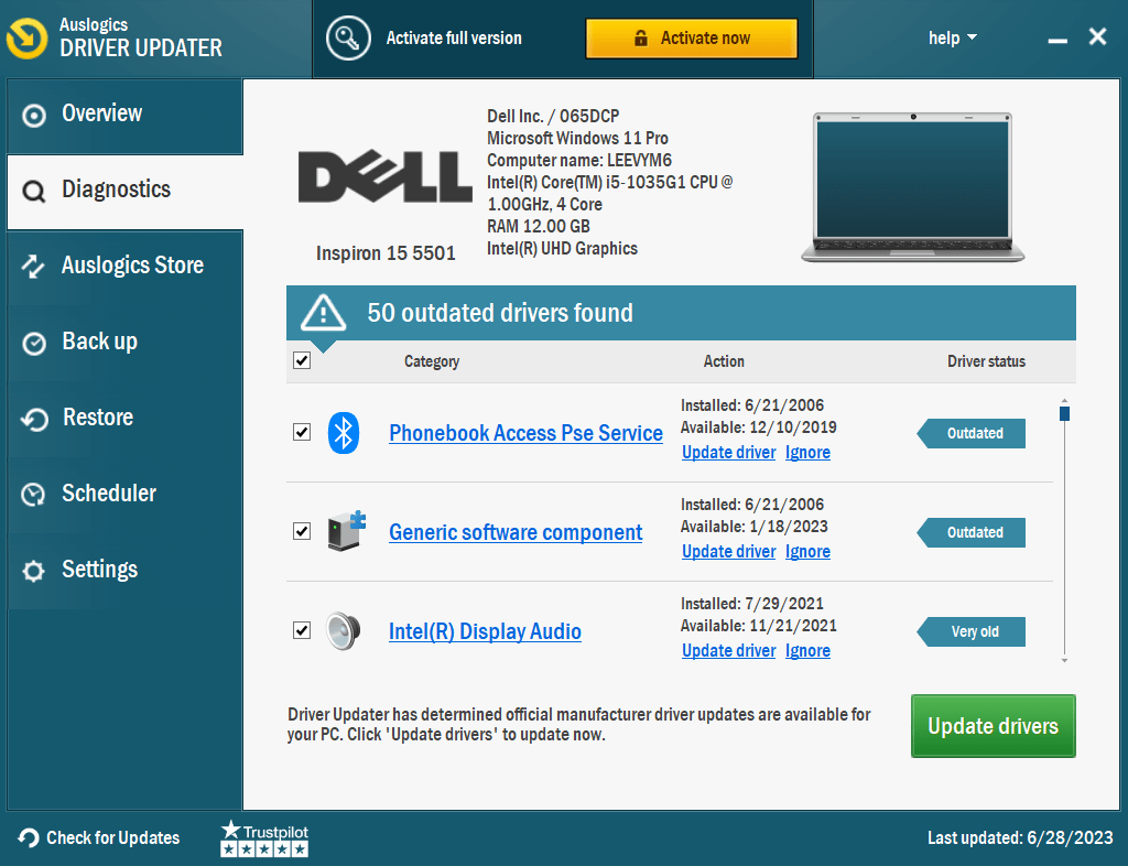 Scan drivers with Auslogics Driver Updater