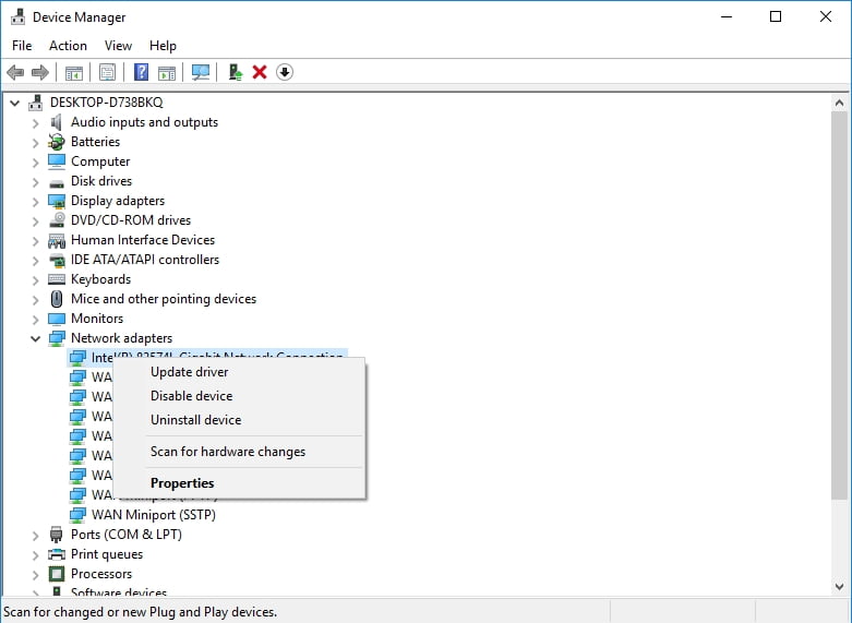 Update your network adapter drivers.