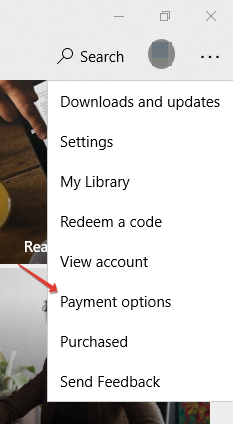 Select Payment options from the menu.