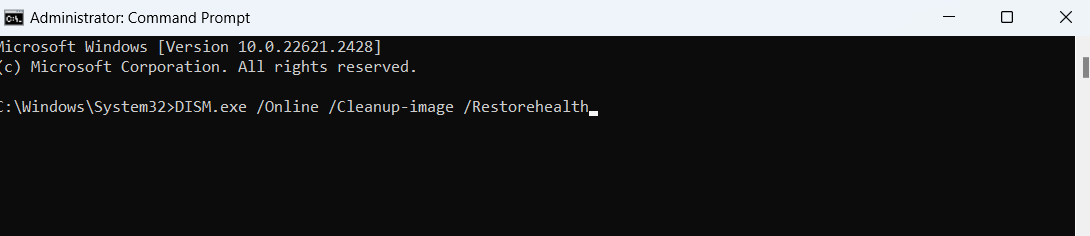 Command Prompt RestoreHealth