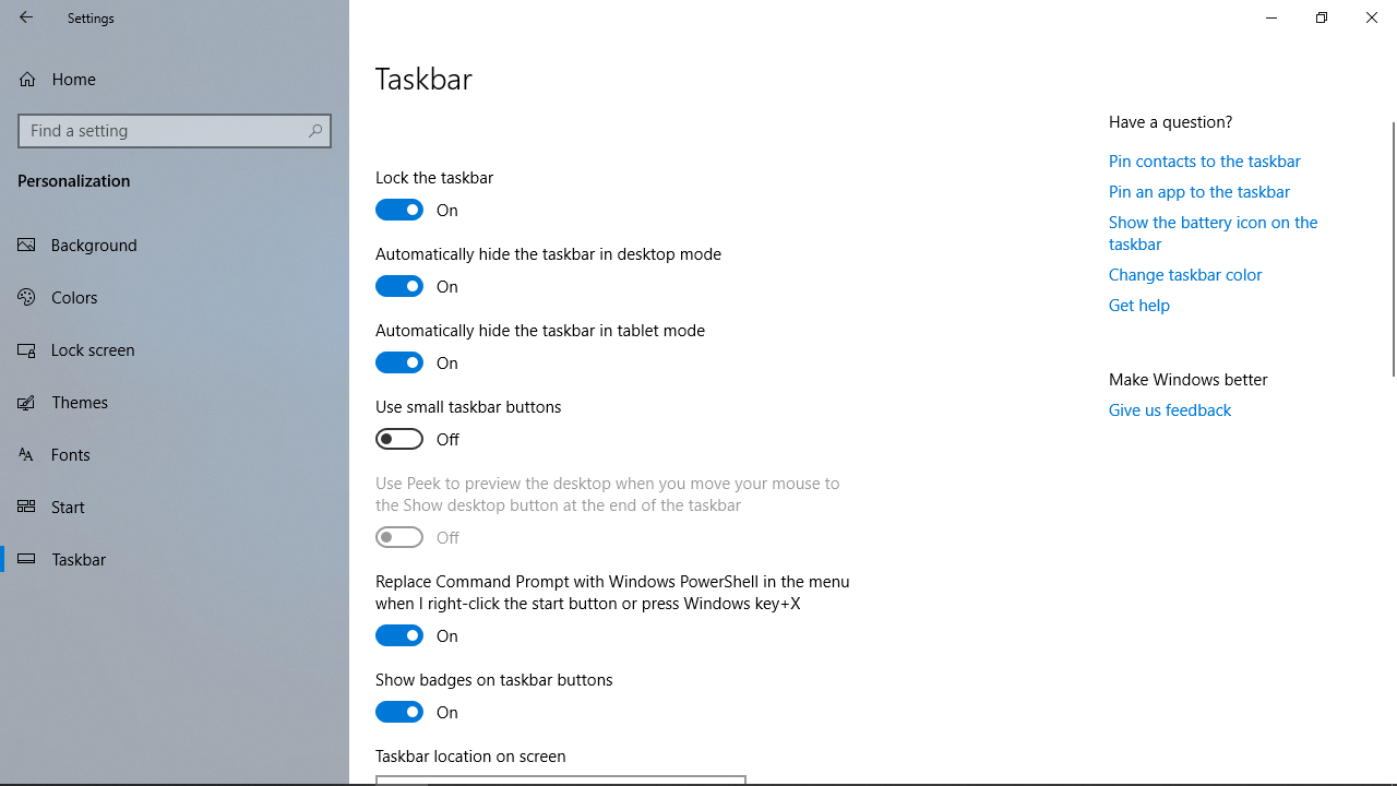 windows 10 task bar issues