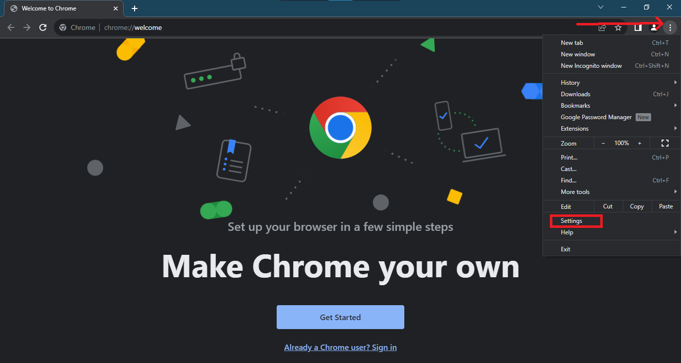 Reset Google Chrome