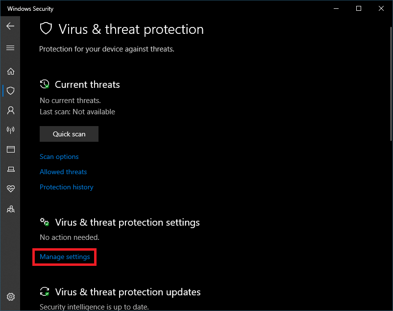 Windows 10 Virus and Threat Protection