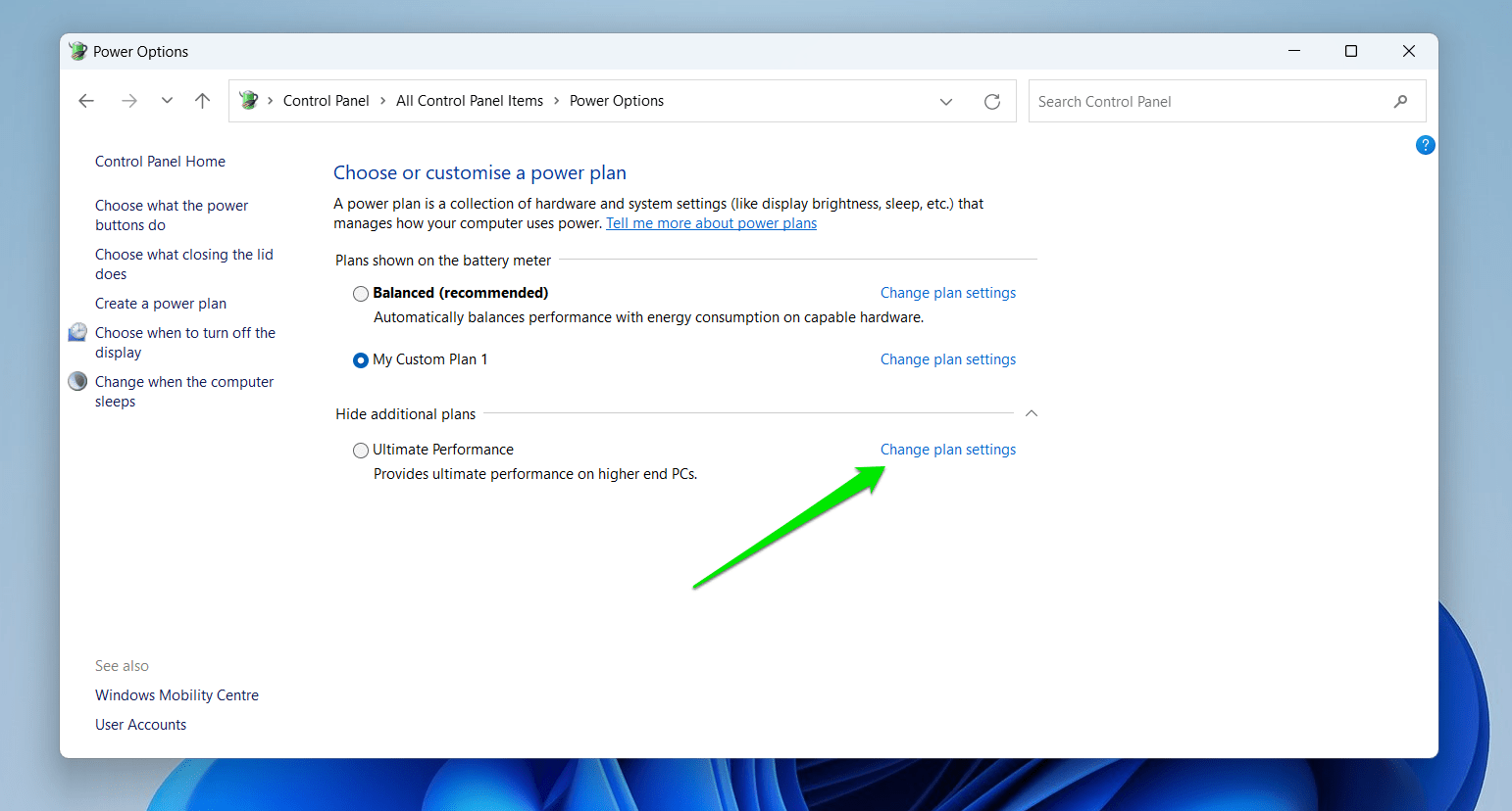 Change Windows Power Plan settings