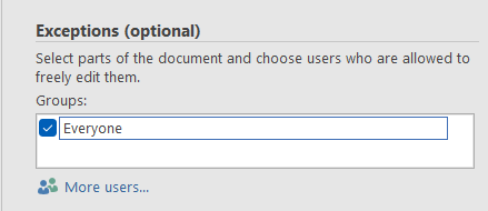 Microsoft Word Restrict Editing Exceptions