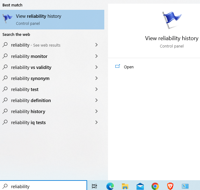 View Reliability History