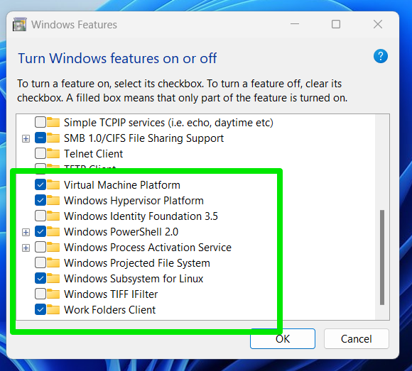 Turn Windows Features On:Off