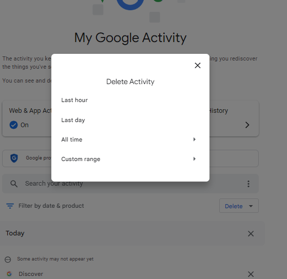 My Google Activity Delete Activity