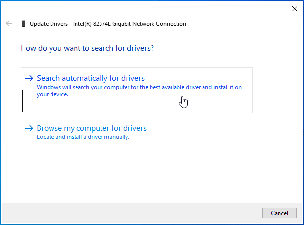 Click "Search automatically for drivers."