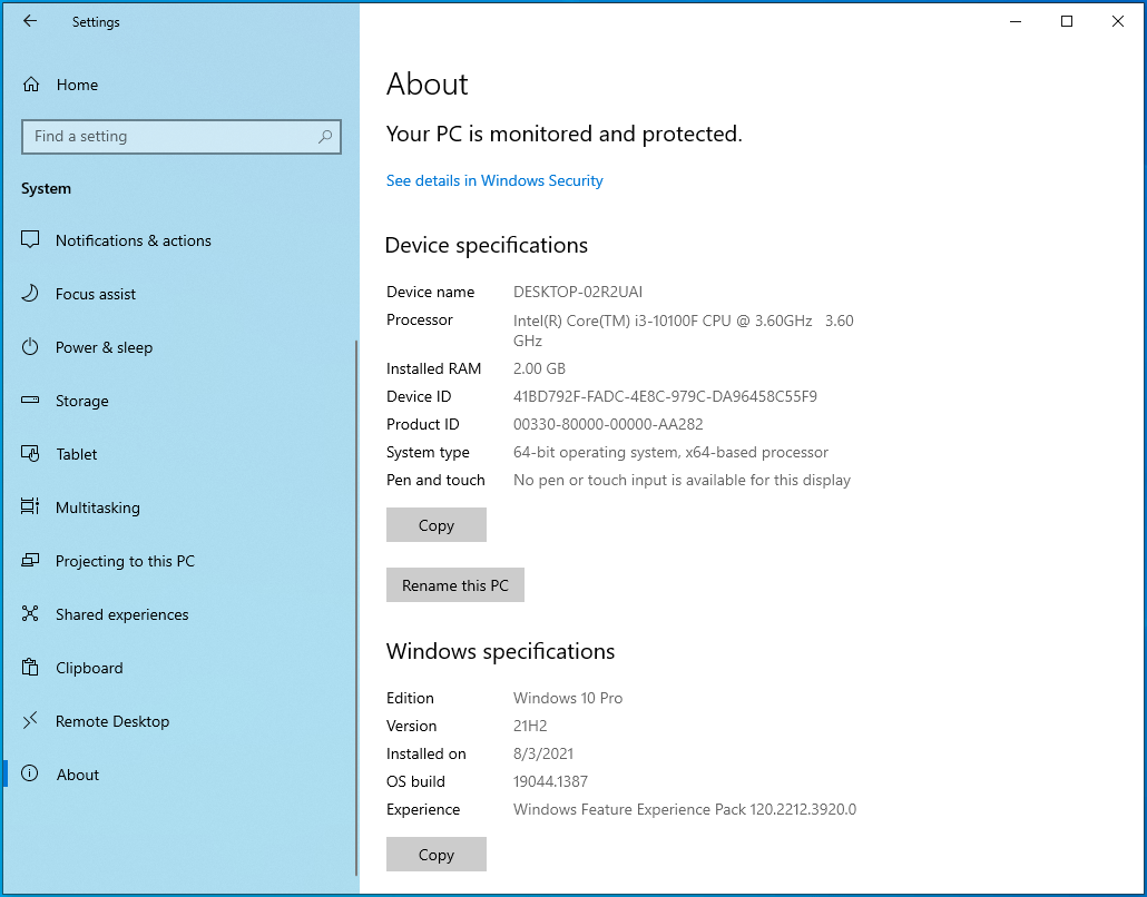 See your system details under Device specifications.