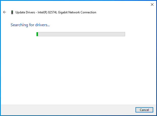 Windows Update is searching for drivers.