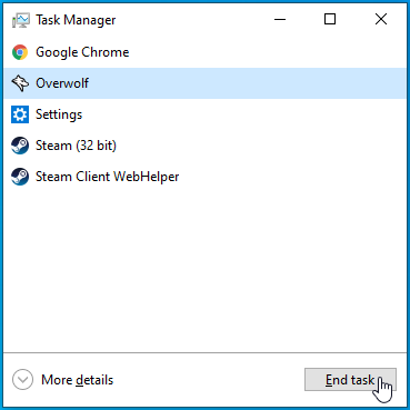 Click End task to disable the process.