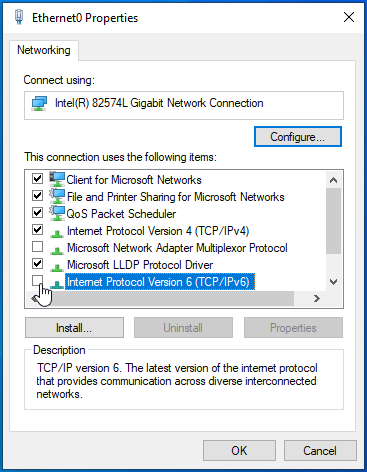 Navigate to Internet Protocol Version 6 (TCP/IPv6).