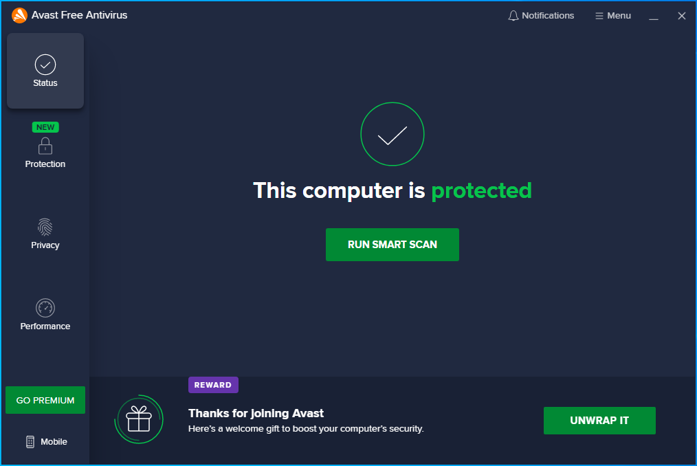 Launch the Avast anti-virus tool.