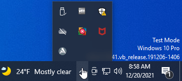 Click on the "Show hidden icons" arrow.