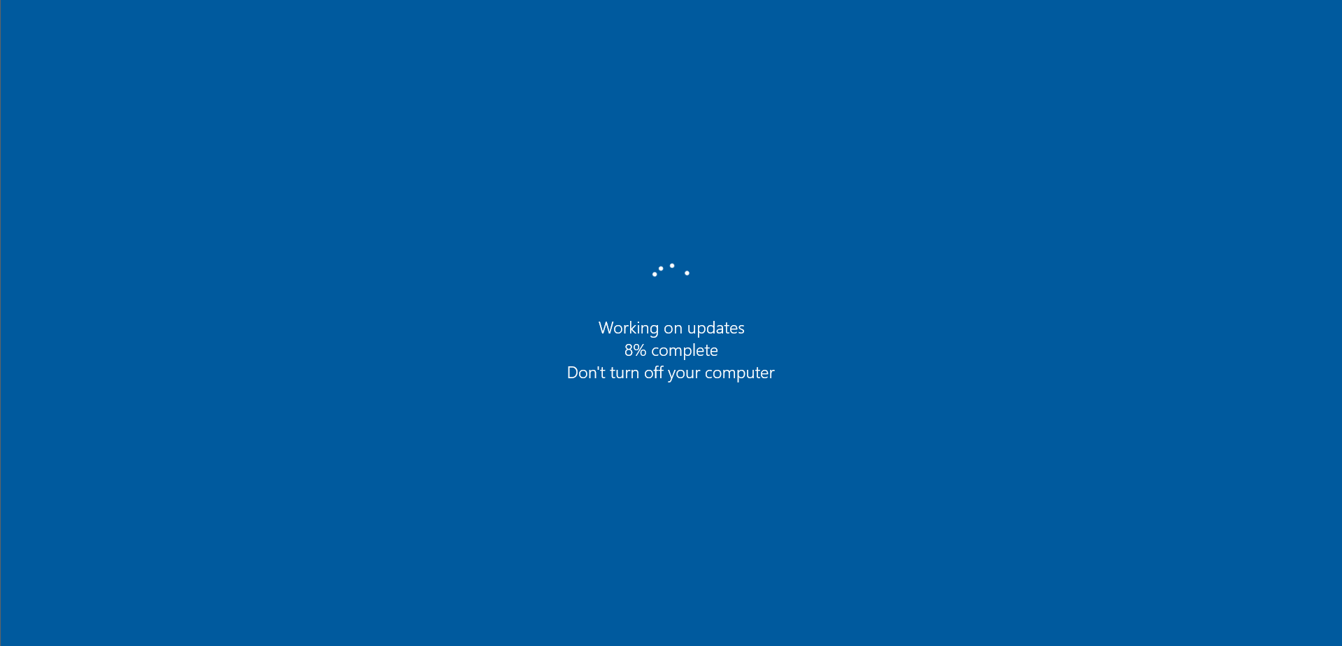 Wait while your updates are being installed.