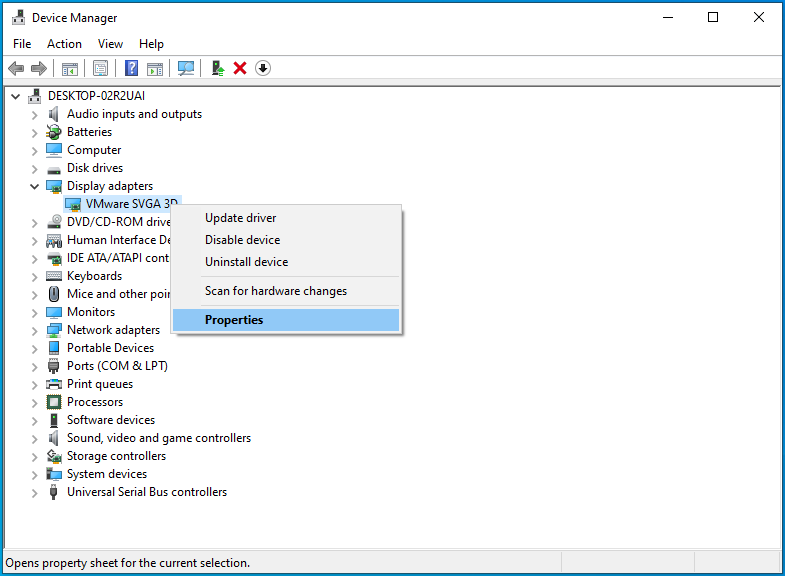 Right-click your GPU and click Properties.