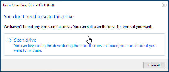 Click on Scan Drive.