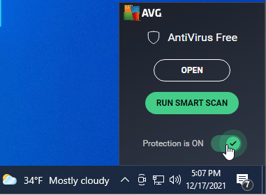 Disable AVG protection.