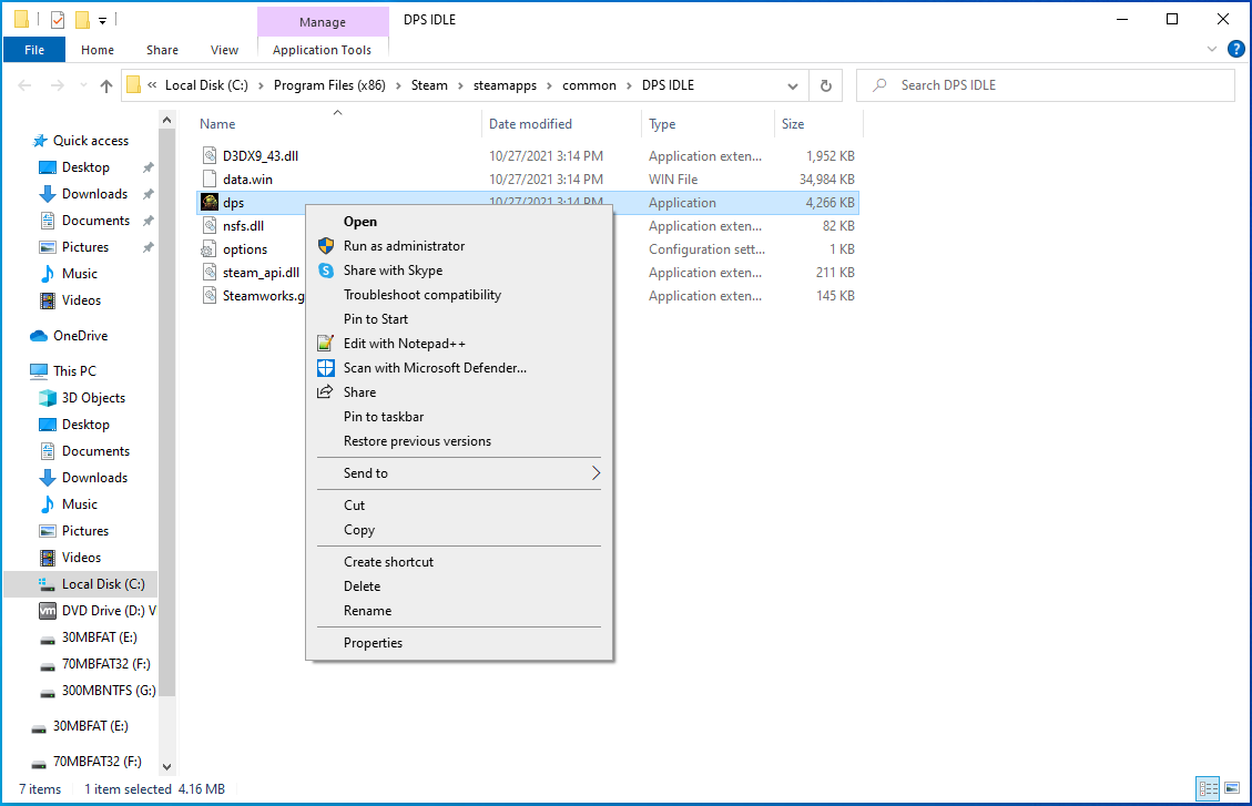 Select Properties from the context menu.