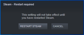 Click on Restart Steam.