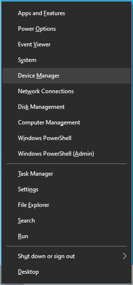 Select Device Manager from the Power User menu.