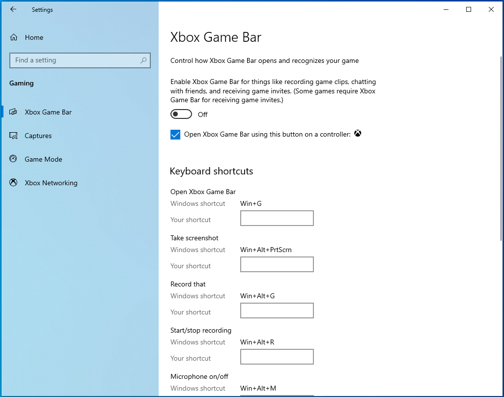 Disable Xbox Game Bar.