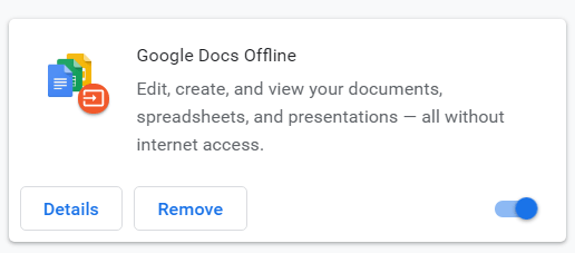 Locate the Google Docs Offline extension.