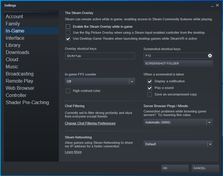 Disable "Enable the Steam Overlay while in-game".