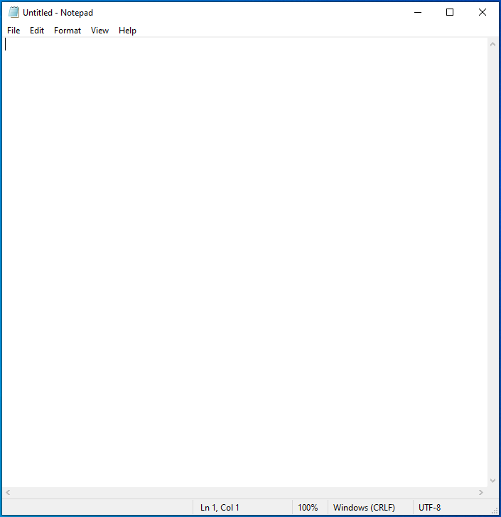 Launch Notepad in Windows 10.