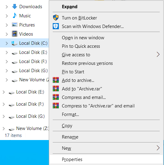 Select Properties from the context menu.