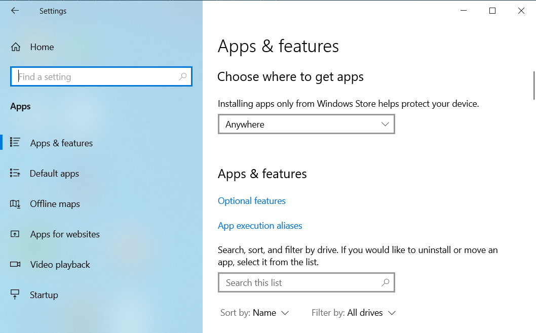 Enter the Apps menu.