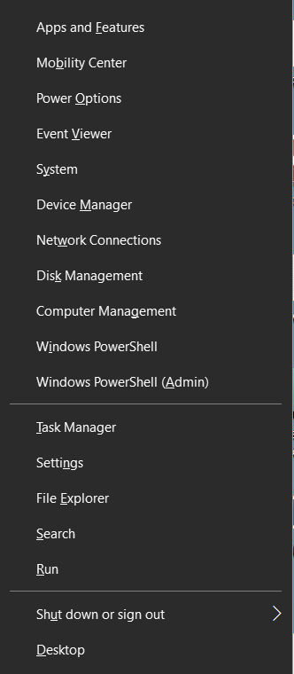 Open the Power User menu.