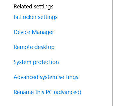 Select "Advanced systems settings" under "Related settings".