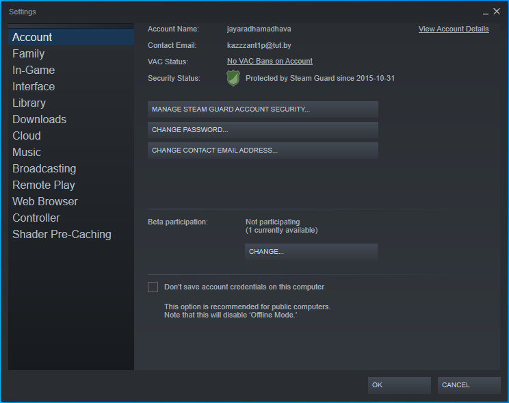 Navigate your Steam Settings page.