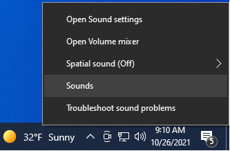 Select Sounds from the menu.