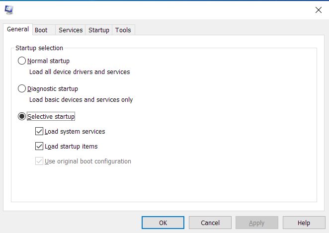 Launch the System Configuration dialog box.