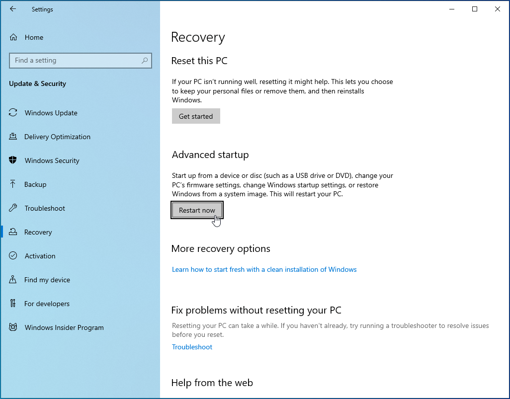 Enter Windows Recovery.