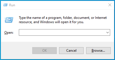 Open the Run dialog box.