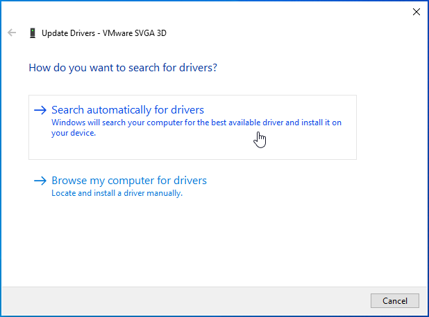 Click "Search automatically for drivers".