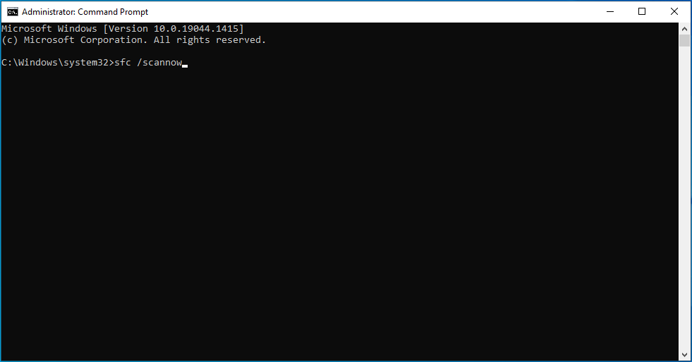 Type sfc/scannow into the Command Prompt and press Enter.