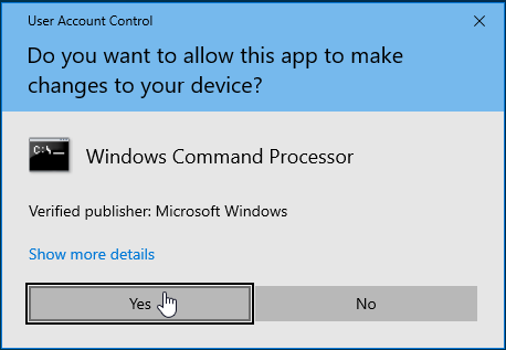 Select Yes in the UAC window.