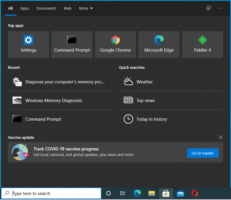 Open the Search utility in Windows.