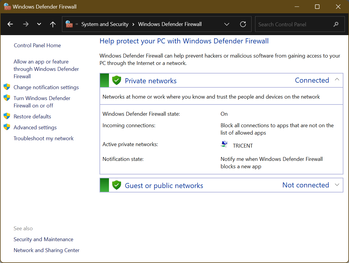 Windows Defender Firewall